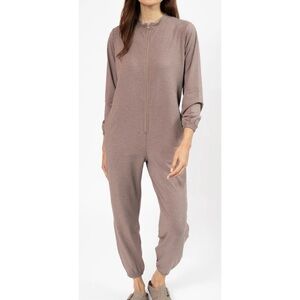 Smash + Tess Matilda Zip Up Romper in Mocha Brown